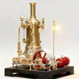 MechPuConToy Steam Engine Model with Boiler DIY Kit, SE-03 Full Metal Stationary Mill Beam Engine Steam Engine Model Kit That Works with Generator and Lamp Stand (38PCS)
