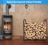 Tikimilor 2.8ft Firewood Rack Holder, Adjustable Heavy Duty Fire Log Stacker Stand for Fireplace, Outdoor Indoor Metal Wood Pile Storage Organizer, Patio Logs Stand tool, Black