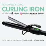 MINT REVAMP X-Long Barrel 1.25 Inch Curling Iron — Easier & Faster Styling for Long Hair | Truly Ionic Even Heat Ceramic Curling Iron 1 1/4 Inch | Professional Optimized Clamp for Smooth Salon Curls