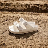 Genuins White Mallorca H2O Comfort Sandals, EVA Footbed with Adjustable Dual Buckle, Ergonomic Arch Support Slip On Lightweight Casual Summer Travel Beach Walking Footwear, 9 US Women / 7 US Men