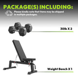 HANDBODE Adjustable Weight Bench for Full Body Workout, 1300 lb Weight Capacity Bench Press Bench of Home Gym Strength Training, Incline Upright Flat Utility Workout Bench with 30 lb Dumbbells