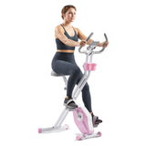 Sunny Health & Fitness Foldable Pink Magnetic Exercise X-Bike Pro, 300LB Capacity, Low-Impact, 14-Level Resistance, Ergonomic Support, SunnyFit® App Enhanced Bluetooth Connectivity - P2320 Sunny Health & Fitness