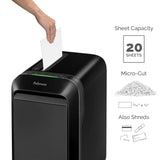Powershred LX22M 20-Sheet Micro Cut Paper Shredder (5263501) Bundle Fellowes