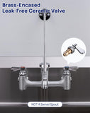 [CA avail] Sepaitek Commercial Mop Sink Faucet 8" Center, Heavy-Duty Wall Mount Utility Faucet with Vacuum Breaker 3/4" Hose Thread, Industrial Outdoor Laundry Slop Hot and Cold Hose Bib, Brass Casted