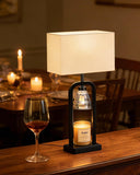 PoKat Electric Candle Warmer Lamp Black, Modern Lamp Candle Warmer with Timer Dimmer, Wax Light Warming Table Lamp for Jar Candles, Bedside Lamp for House Warming Home Decor Living room, Bulb Included