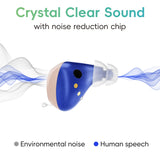 Rechargeable OTC Hearing Aids for Seniors Invisible In Ear Hearing Aids for Elders Adults with Mild to Moderate Hearing Loss Hearing Amplifiers Earbuds Noise Cancelling Clear Sound Conversation 100H with Charging Case