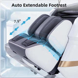 4D Massage Chair, Full Body Shiatsu Recliner with Electric Extendable Footrest, Zero Gravity, SL Track (Space White) MassaMAX