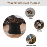 KITCHENLESTAR Elevated Cat Bowls, 15° Tilted Ceramic Raised Cat Food and Water Bowl Set, Whisker-Friendly Porcelain Pet Feeder Dishes for Indoor Cats and Small Dogs,Black & White Mixed,5.2 Inch,4 Pack