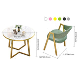 Mid-Century Modern 4-Person Round Faux Marble Dining Table Set with 4 Chairs for Kitchen Dining Room, Breakfast Nook, Office Breakroom Gray