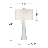 Possini Euro Design Miriam Modern Table Lamps 28.5" Tall Set of 2 Light Sky Blue Fluted Glass with Swirl Pattern White Drum Shade for Living Room Bedroom Bedside Nightstand Office Family