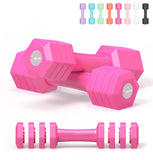 Adjustable Dumbbells Set, 4 in 1 Hand Weights Set for Women Men 10 LB Dumbbell Pair Each 2lbs 3lbs 4lbs 5lbs Weights Dumbbells Set with TPU Soft Rubber Handle for Home Gym Exercise Fitness - Rose