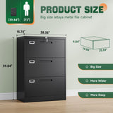 Letaya 3 Drawer File Cabinets with Lock,Metal Lateral Filing Storage Cabinet Printer Stand