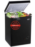 Chest Freezer 3.5 Cu.Ft Mini 7 Gears Temperature Control Compact Deep Freezer with Top Open Door and Removable Storage Basket Black