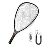 Aventik Fly Floating Fishing Net Carbon Fiber Landing Net Clear Rubber Ghost Net Catch & Release with Magnet Release (Black with Magnet