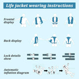 150N Unisex Automatic Life Jacket - Lightweight Inflatable Flotation Device with Reflective Patches, Whistle, Extra Tube - Suitable for Rowing, Boarding (Orange)