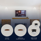 LUXRITE 4-Inch LED Trimless Recessed Spotlight with White Wall Washer Trim Replacement 25W, 2000LM, 2700K-5000K, 38° Beam Angle, Dimmable, Push-n-Lock, CRI90, Damp & IC Rated, ETL White (4 Pack)