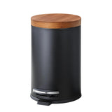 SunnyPoint Elite Bamboo Lid 4.5 Liter / 1.2 Gallon Round Trash Can with Plastic Inner Bucket; Bathroom