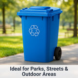Getzi Blue Recycle 95-Gallon Wheeled Rectangular Trash Can with Hinged Lid