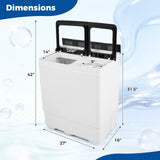 COSTWAY Portable Washing Machine, Twin Tub Lbs Capacity with Built-in Drain Pump, Lbs Washer and Lbs Spinner with Timer Control, Laundry Machine Perfect for Apartment Dorm RV (Grey+White,26 LBS)
