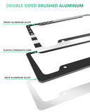 NJNYLLC American Flag License Plate Frame- Black Front Rear Patriotic USA ‌Car Tag Frames, 2 Pack Heavy Duty Brushed Aluminum Plastic Composite Holder with Screws Caps