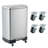 Large Rustproof Garbage Bin with Soft Close Lid, Removable Inner Bucket & Wheels, for Home, Kitchen or Office
