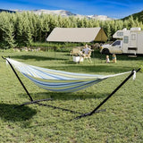 Garvee Instant Setup Hammock with Reinforced Steel Frame, Portable Outdoor Hammocks for Garden Camping, Heavy Duty Garden Yard Outdoor 350 LBS Capacity, Blue Green Stripes
