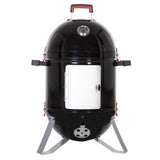 MFSTUDIO 18" Vertical Smoker and BBQ Grill, Pure Porcelain-Enameled Cooker, Heavy Duty Charcoal & Woods Outdoor Grill for Smoker, Black