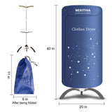 Portable Clothes Dryer, 900W Fast Drying & Large Load Capacity for Laundry and Shoes - Compact Mini Dryer Machine for Travel, Apartments, RV, Dorm Blue