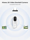 Hiseeu Doorbell Camera Wireless,Live View with Two-Way Talk,2K HD,Night Vision, 150° Wide View,Smart Human Detection,IP65 Waterproof,2.4G & 5GHz WiFi,Works with Alexa（No SD Slot ，Paid Cloud Storage）