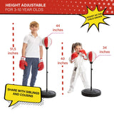 Whoobli Punching Bag for Kids Incl Boxing Gloves | 3-10 Years Old Adjustable Kids Punching Bag with Stand | Boxing Bag Set Toy for Boys & Girls (Red White); New 2025 whoobli