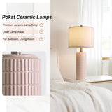 PoKat 27.5" Pink Ceramic Table Lamps for Girls Room Set of 2, Modern Bedroom Lamps, Bedside Lamps for Night Stands Living Room, Cute Lamps Pink Decor, Nightstands Desk Nursery