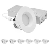 LUXRITE 3 Inch LED Recessed Light, Regressed Mini Panel Spotlight, 5CCT 2700K-5000K, 9/12 Watt, 750/1000 Lumens, Dual Dimmable (TRIAC & 0–10V), 90° Beam, Wet Rated, ETL Listed (6 Pack)