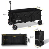 Sekey 48''L Collapsible Foldable Extended Wagon with 440lbs Weight Capacity, Heavy Duty 300L Folding Utility Garden Cart. Black