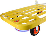 Carts with Wheels,Bright Yellow Heavy Duty Dolly Steel Push Truck Folding Flatbed Cart