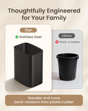 Slim Stainless Steel Waste Basket for Dorm, Bedroom, Office