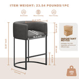 26" H Counter Height Bar Stools Set of 3, Modern Barrel Counter Stools with Backrest and Arms