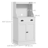 HOMCOM Microwave Cabinet with Storage Drawer, Double Door Cabinet and Adjustable Shelf, Buffet with Hutch and Cable Hole, Storage Cabinet for Kitchen, Dining Room, Living Room, White