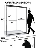 Glass Shower Doors, 56" - 60" W x 72" H Double Sliding Shower Door, Aluminum Semi-Frameless & 1/4"(6mm) Clear Tempered Glass Bypass Shower Door for Walk in Shower, Matte Black