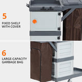 Commercial Janitorial Cart with 2 Cabinet, Cleaning Cart On Wheels, Housekeeping Caddy with Cover, Shelves Towallmark
