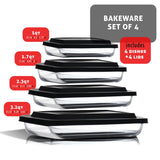 Nestl 8pc Glass Baking Dishes for Oven, Glass Food Storage Containers with Lids, Leakproof Casserole Dishes for Oven with Lid, Cooking, Microwave Oven Freezer Safe Bakeware, 9x13 Lasagna Pan Black