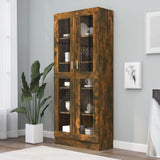Rustic Oak Bookshelf with Doors - 186cm Tall Freestanding CD Storage Unit & Stylish Bookcase for Living Room & Home Office - Modern Sideboard Organizer
