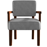 FAGAGA Faux Leather Accent Chair, Mid-Century Armchair with Wood Frame