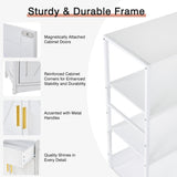 VECELO 3-Tier Microwave Stand with Charging Station, Freestanding Farmhouse Kitchen Rack for 1.0 Cu.Ft. Oven, Coffee Bar Cabinet with Drawer & Storage Shelves, White
