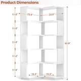 Besiost Corner Book Shelf, 6-Shelf Corner Bookshelf for Small Corner Spaces, L-Shape Bookcase