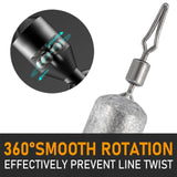 50 Pack Fishing Drop Shot Weights Lead Skinny Sinkers with Barrel Swivels Pencil Weight Bass Fishing Lead Sinker 1oz Dr.Fish