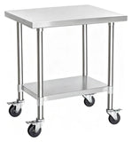 MXL&LJB Stainless Steel Cart Work Table - Heavy Duty Rolling Food Prep Metal Utility On Wheels Caster, Grill Stand Microwave Outdoor Kitchen Tables Countertop(90x55x83cm)