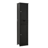Iwell Tall Black Bathroom Cabinet with 2 Doors and 1 Drawer, Bathroom Storage Cabinet with Adjustable Shelves, Narrow Storage Unit for Living Room, Entryway, Kitchen, Black