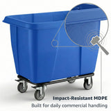 8 Cubic Foot 500 lb. Trash Cube Truck, Blue Commercial Laundry Cart