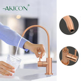 Akicon One-Handle Black and Rose Gold Drinking Water Filter Faucet Purifier, Cold Water Only (Copper)