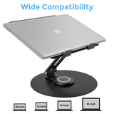 Swivel Laptop Stand for Desk, Adjustable Height Aluminum Computer Stand with 360 Rotating Base